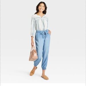 SALE CHAMBRAY DRAWSTRING PANTS